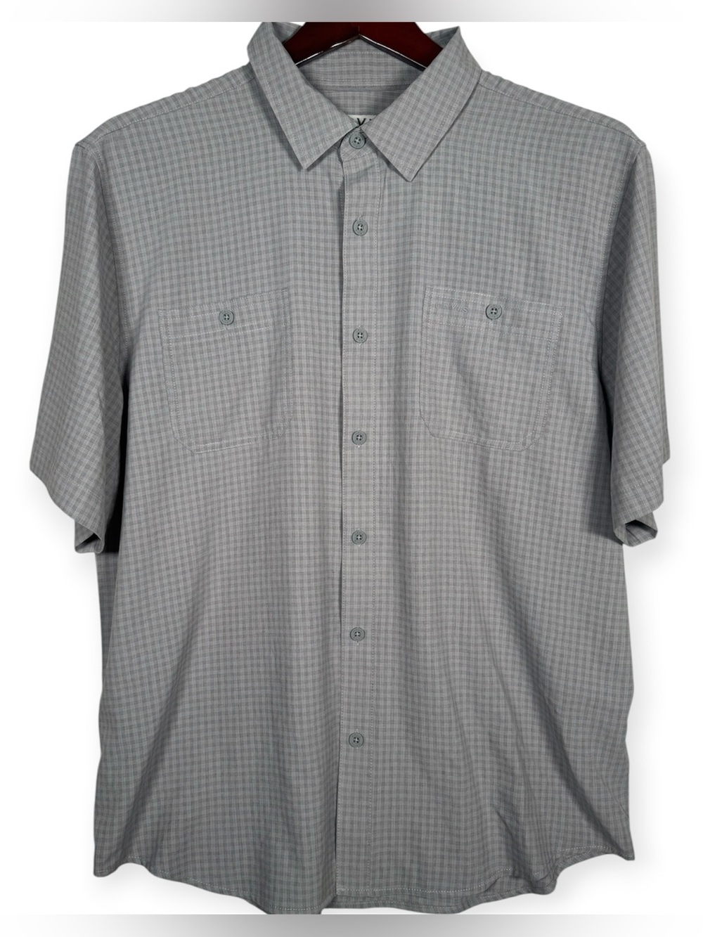 Orvis Shirt Men’s XL Gray Plaid Short Sleeve Button Up UPF 30 Quick-Dry